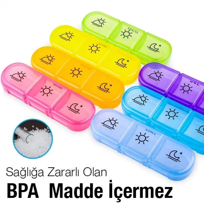 VipMarketim Ally Taşınabilir 7 Günlük Haftalık Hap İlaç Vitamin Saklama Kutusu Kabı-(5775)