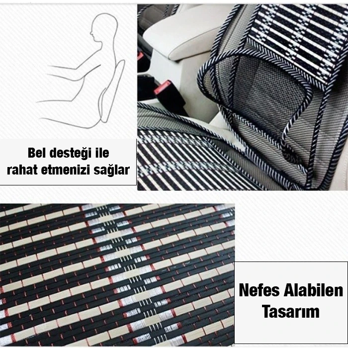 VipMarketim Ally Universal Bambu Araba Nefes Alabilen Koltuk Bel Minderi-(5775)