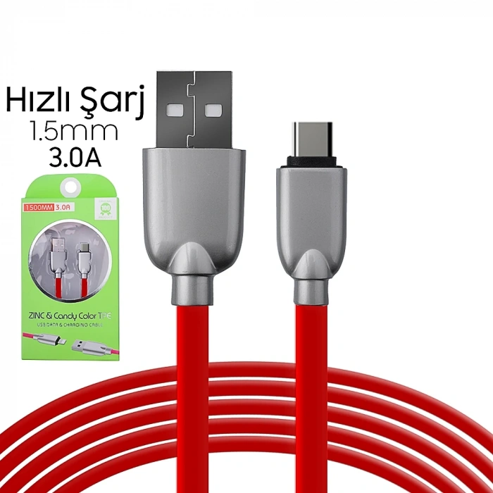 VipMarketim Ally Usb Type-C Zinc Alloy Dayanıklı 3.0a 1.5mm Usb Kablo-(5775)