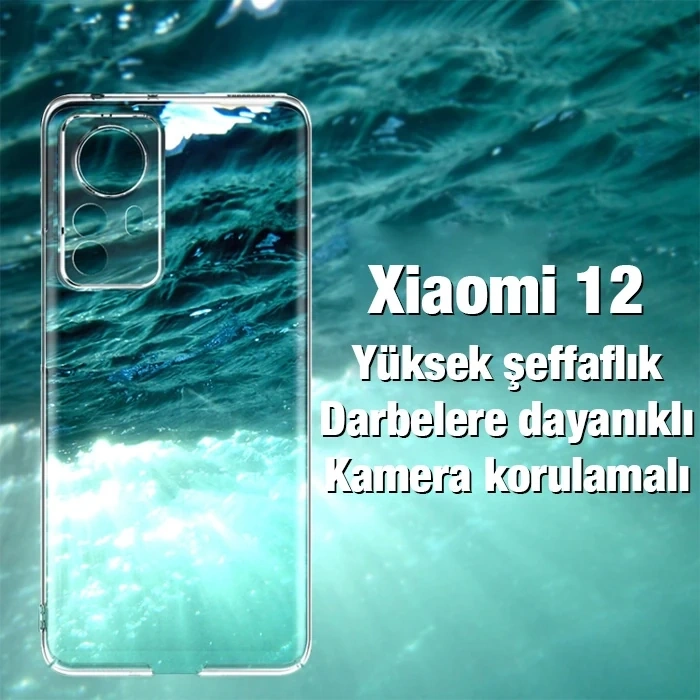 VipMarketim Ally Xiaomi 12 Kılıf Kamera Korumalı Ultra İnce Şeffaf Silikon Kılıf-(5775)