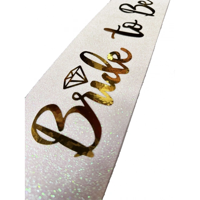 VipMarketim Altın Bride To Be Yazılı Beyaz Kuşak