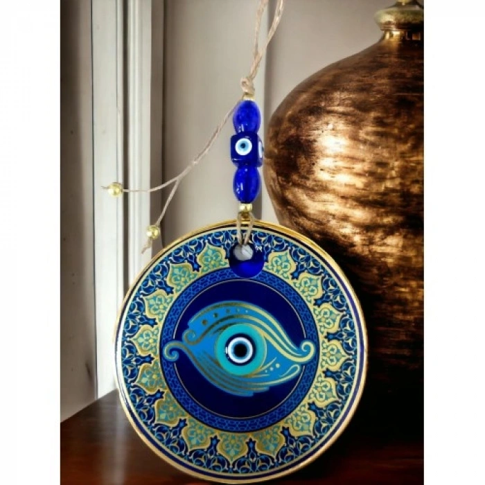 VipMarketim Altın İşlemeli Balık Gözlü Nazar Boncuklu Duvar Süsü