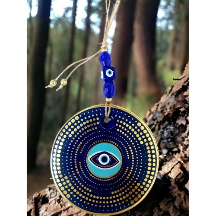 VipMarketim Altın Puantiyeli Nazar Boncuk Gözlü Duvar Süsü