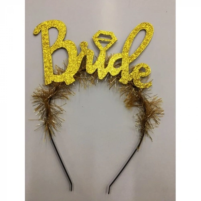 VipMarketim Altın Renk Bekarlığa Veda İtalik Yazı Alyanslı Bride Taç