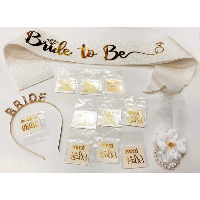 VipMarketim Altın Renk Bride Partisi Seti 13 Parça