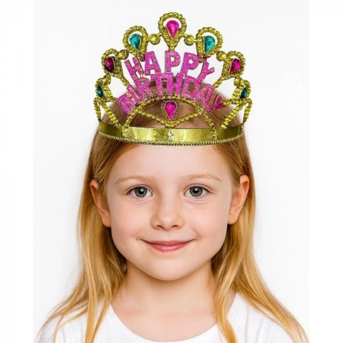 VipMarketim Altın Renk Happy Birthday Yazılı Doğum Günü Tacı 60 cm