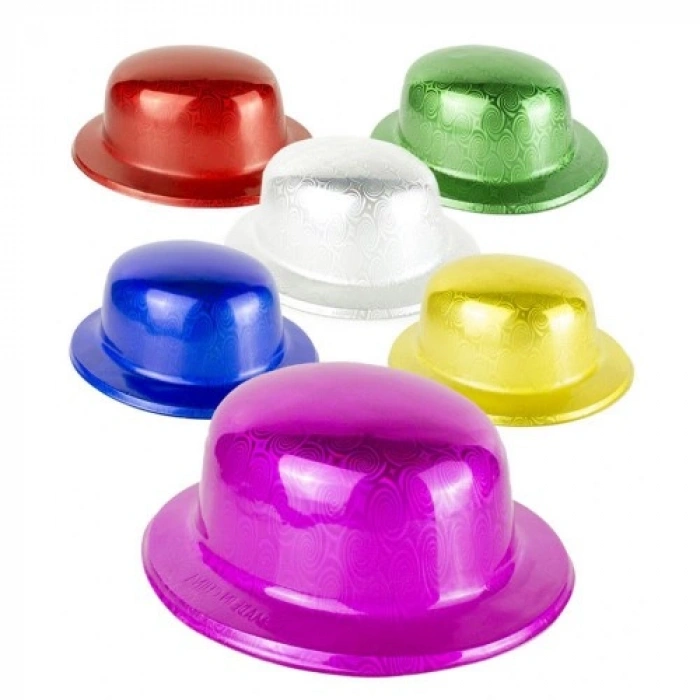 VipMarketim Altın Renk Hologramlı Plastik Yuvarlak Melon 27x24 cm