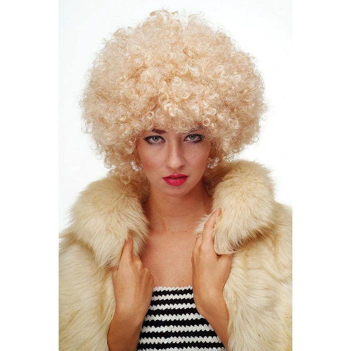 VipMarketim Altın Renk Kıvırcık Afro Parti Peruğu