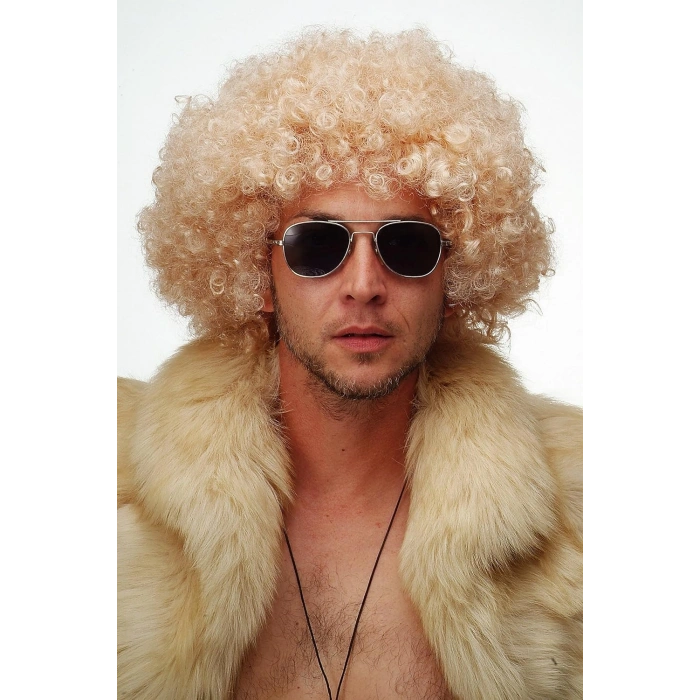 VipMarketim Altın Renk Kıvırcık Afro Parti Peruğu