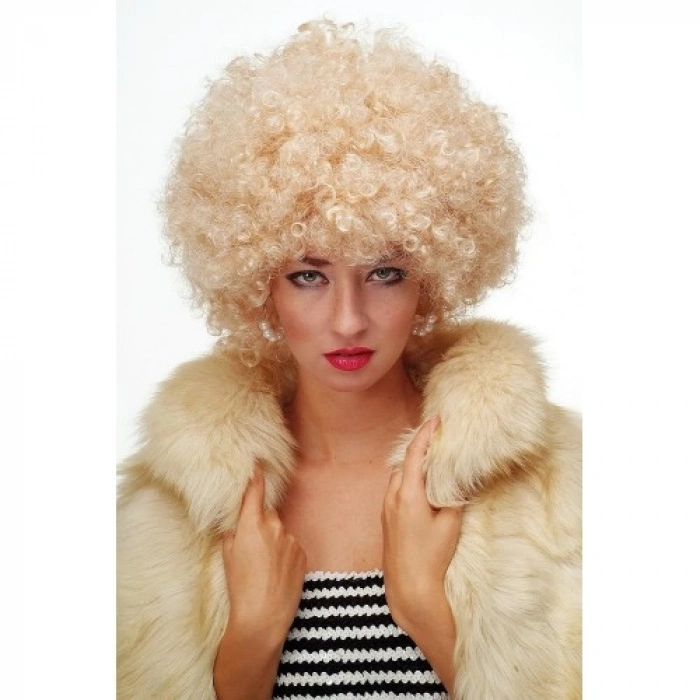 VipMarketim Altın Renk Kıvırcık Afro Parti Peruğu