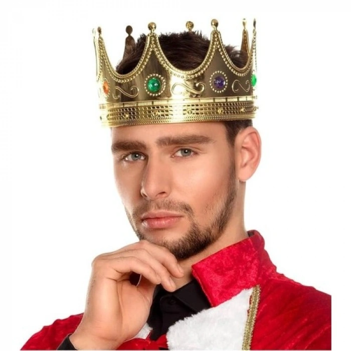 VipMarketim Altın Renk Yetişkin Çocuk Uyumlu Kral Tacı 60 cm