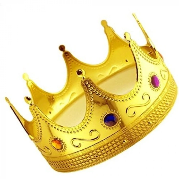 VipMarketim Altın Renk Yetişkin Çocuk Uyumlu Kral Tacı 60 cm