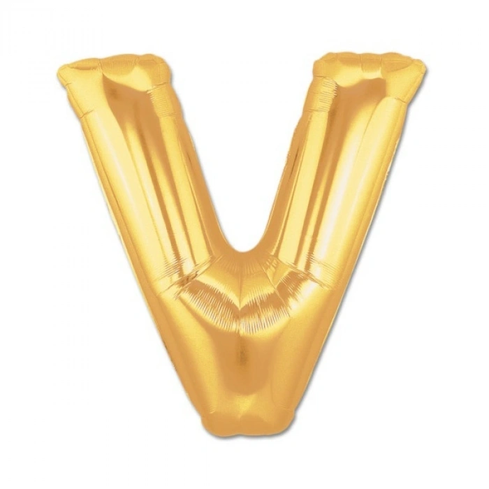 VipMarketim Altın Sarısı Folyo V Harfi Balon 1 Metre