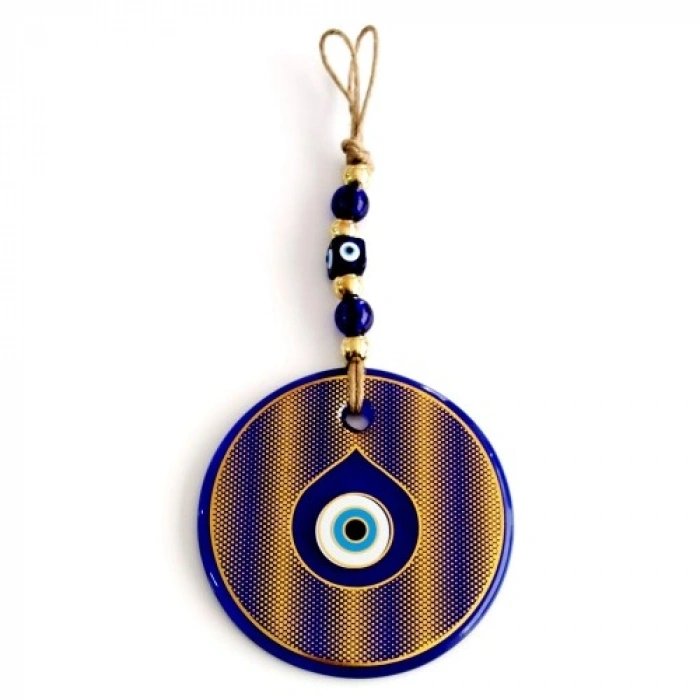 VipMarketim Altın Sarısı Yaldızlı Damla Göz Modelli Cam Duvar Süsü