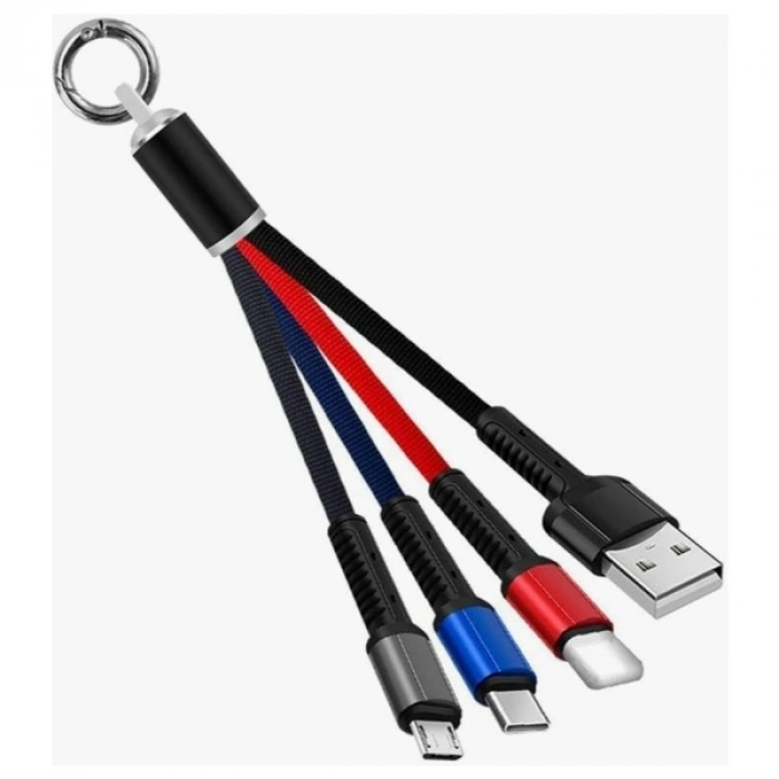 VipMarketim Anahtarlık Çoklu Şarj Kablosu 4 Başlıklı