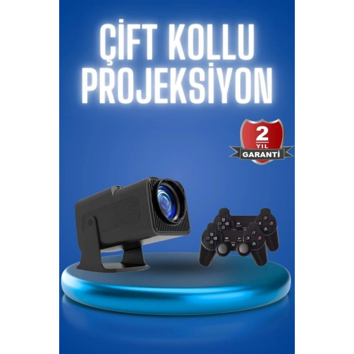 VipMarketim Android Projeksiyon Siyah Taşınabilir Sinema Projektörü 4k 1080p Ev Sineması Bluetooth