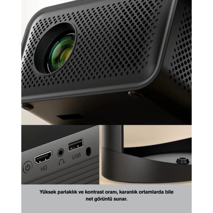 VipMarketim Android TV 11 İşletim Sistemli Elektrikli Odaklama Projektör