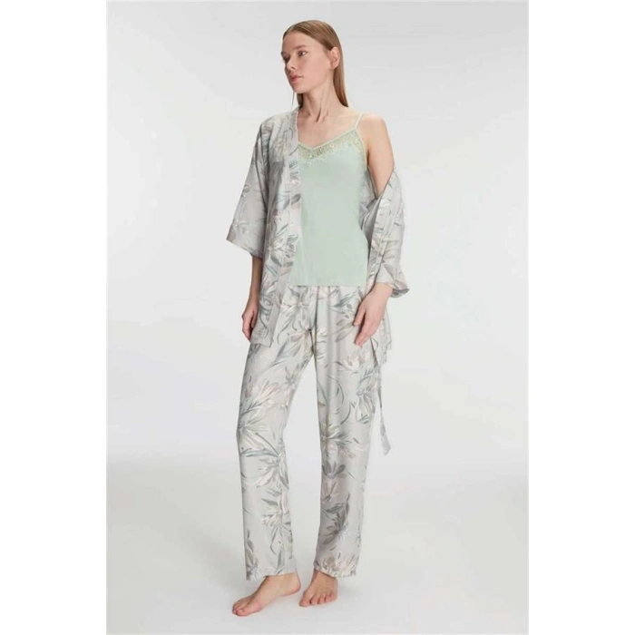Vipmarketim Anıl Kadın Sabahlık Atlet Ve Pantolon Takım Pamuklu Pijama Set (kod:11223)