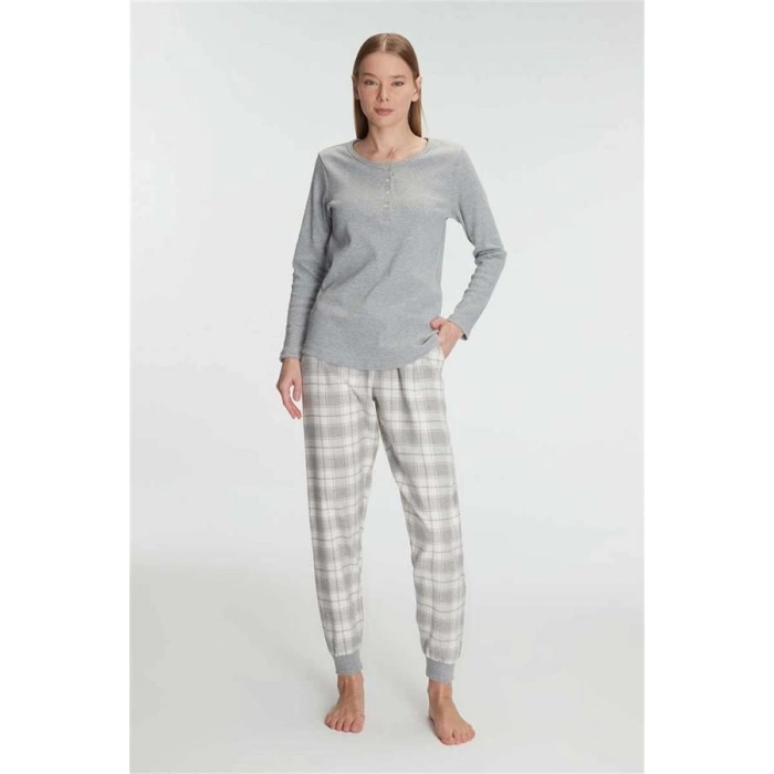 Vipmarketim Anıl Kadın Pamuklu Uzun Kol Pijama Takımı (kod:11254)