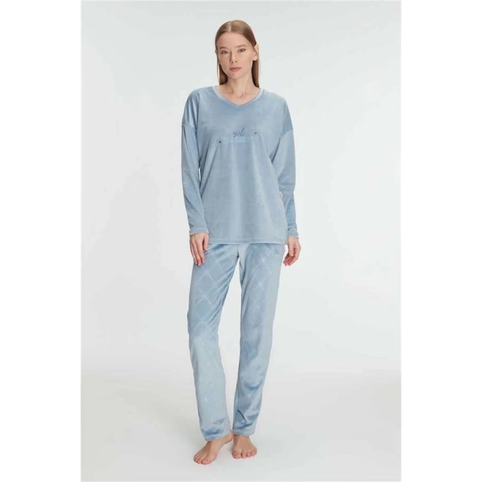 Vipmarketim Anıl Kadın Uzun Kol V Yaka Sweatshirt Ve Pantolon Takım Pijama Takımı (kod:11302)