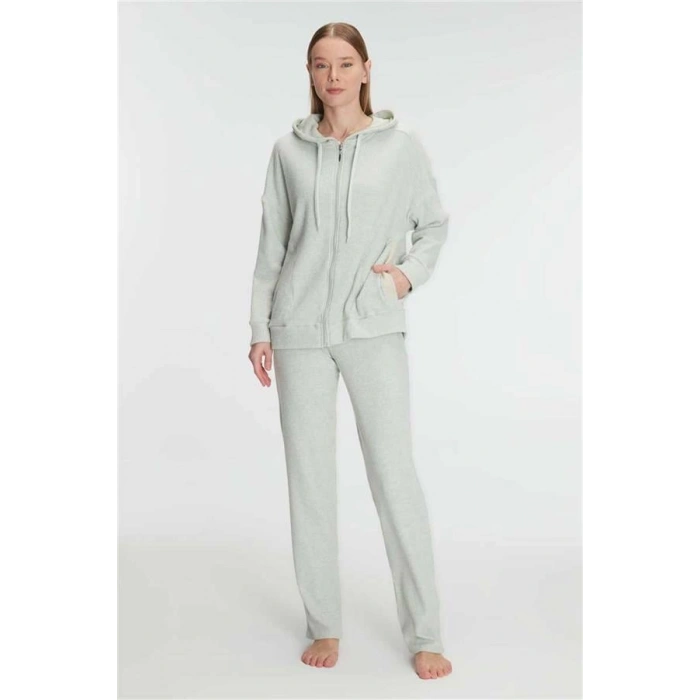 Vipmarketim Anıl Kadın Pamuklu Homesuit Kapüşonlu Fermuarlı Ev Giyim Pijama Takımı (kod:11333)