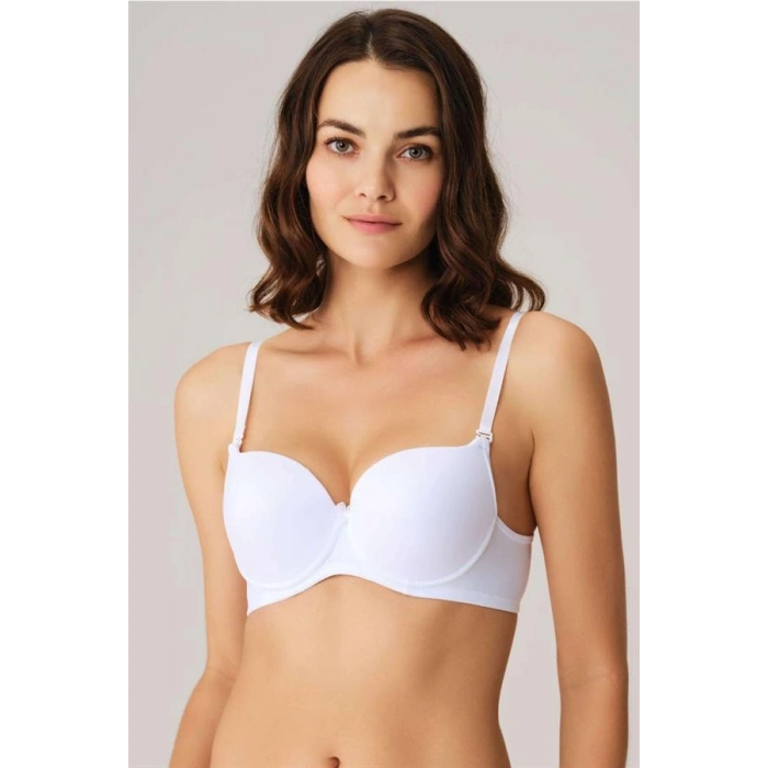 VipMarketim Anıl Balenli Desteksiz Dolgusuz Askıları Çıkabilen Günlük Klasik T-shirt Sütyeni