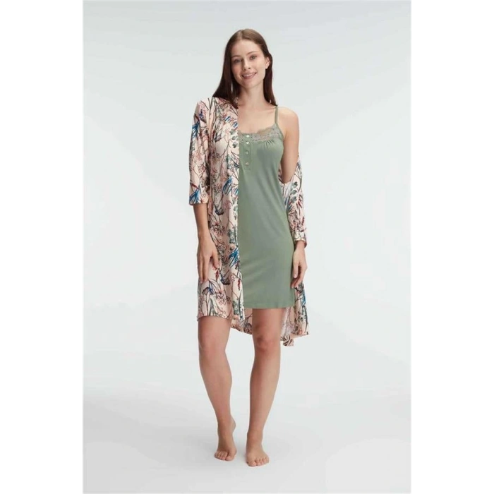 VipMarketim Anıl İp Askılı Oyuk U Yaka Kadın Viskon Çiçek Desenli Yazlık Örme Mini Kısa Gecelik Sabahlık (Kod:5811)