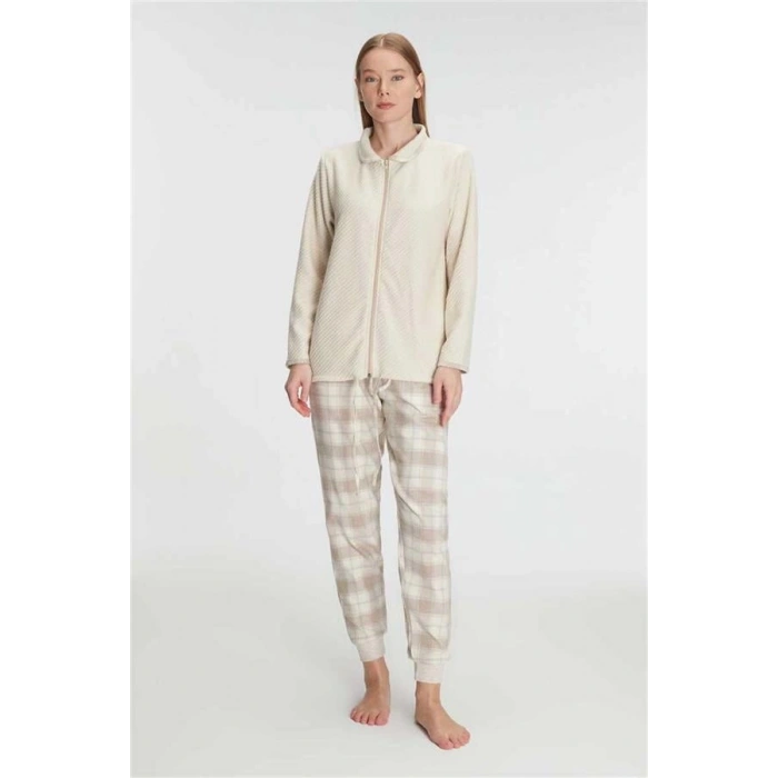 Vipmarketim Anıl Kadın Fermuarlı Uzun Kollu Viskon & Pamuklu Pijama Takımı – Yumuşacık Dokulu, Ev Şıklığı (kod:11210)