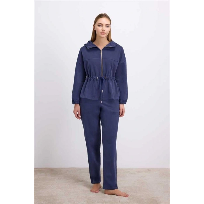 Vipmarketim Anıl Kadın Kapüşonlu Fermuarlı Sweatshirt Ve Pantolon Takımı ( ) (kod:11605)