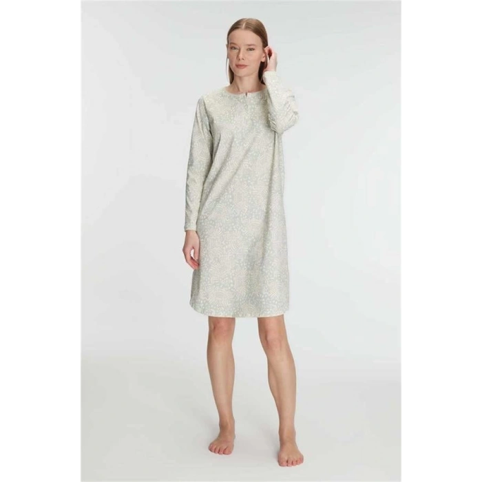 VipMarketim Anıl Kadın % Pamuklu Uzun Kollu Gecelik – Doğal, Rahat Ve Yumuşak Dokulu Kışlık Ev Şıklığı 11296 (Kod:100)