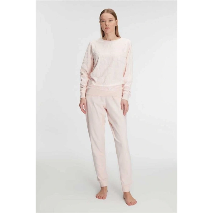 Vipmarketim Anıl Kadın Pamuklu Uzun Kollu Pijama Takımı Yumuşak Dokulu, Kışlık Ev Giyimi (kod:11268)