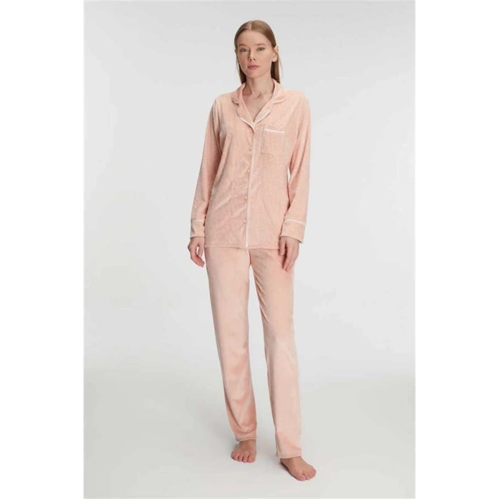 VipMarketim Anıl Kadın Uzun Kol Gömlek Ve Pantolon Takım Pijama Takımı (Kod:11247)