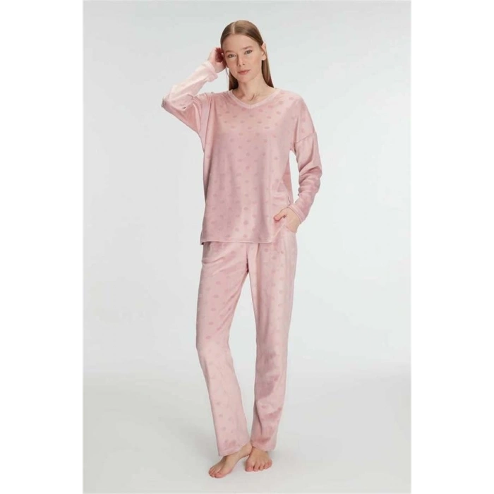 VipMarketim Anıl Kadın Uzun Kol V Yaka Sweatshirt Ve Pantolon Takım Pijama Takımı (Kod:11281)