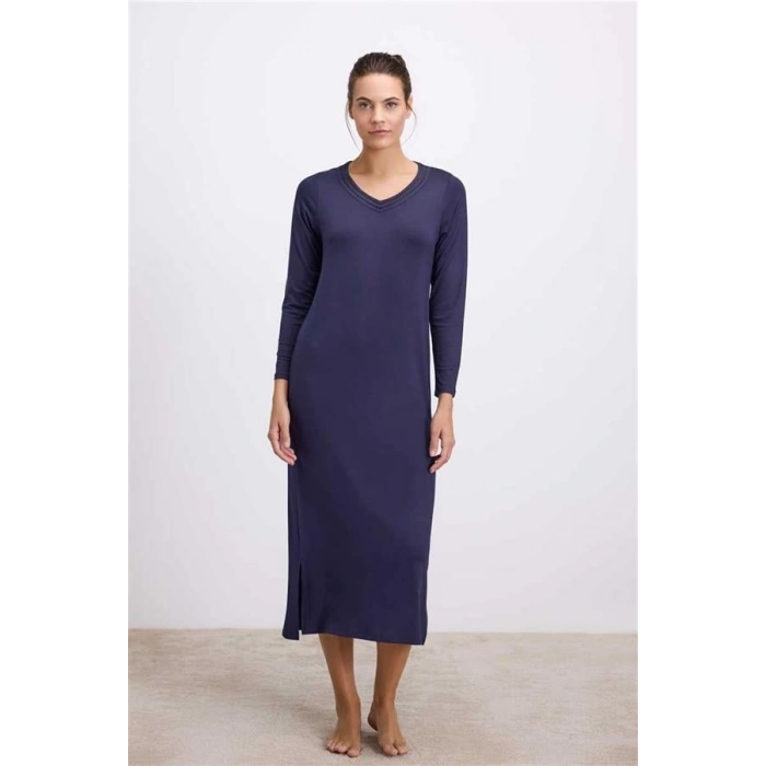 Vipmarketim Anıl Kadın Uzun Kollu V Yaka Gecelik ( ) (kod:11617)