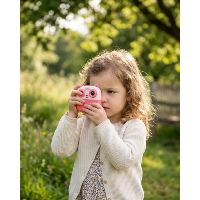 VipMarketim Anında Fotoğraf Baskılı Çocuk Kamerası 5 Rulo Kağıt 6 Renk Kalem Hediyeli Eğitici Oyuncak Kamera