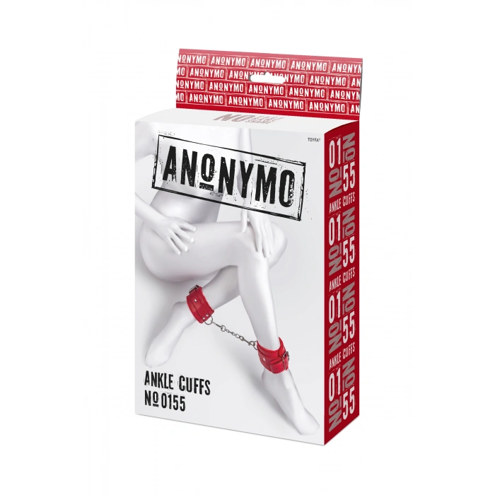 VipMarketim Anonymo Bdsm Ayak Kelepçe # , Pu Deri, Kırmızı, 27 Cm (Kod:0155)