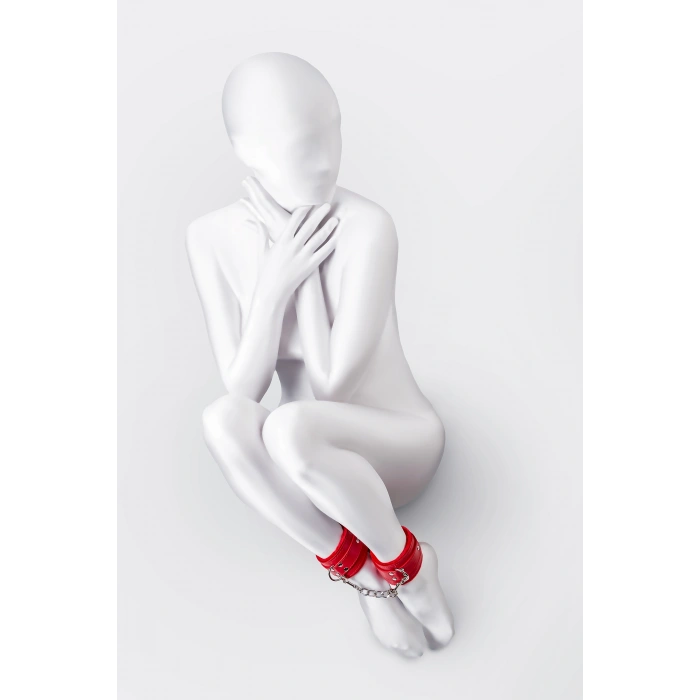 VipMarketim Anonymo Bdsm Ayak Kelepçe # , Pu Deri, Kırmızı, 27 Cm (Kod:0155)