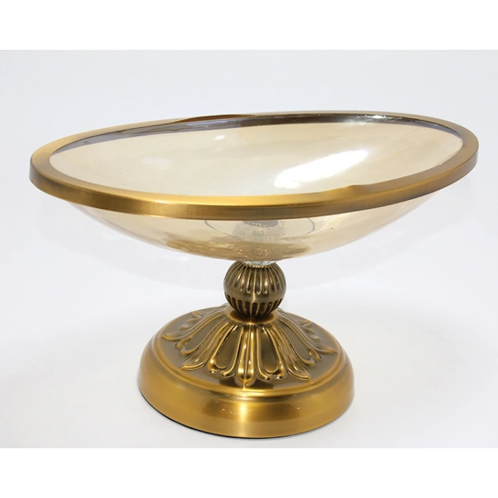 VipMarketim Antik Eskitme Gold Ayaklı Dekoratif Cam Gondol Sunumluk