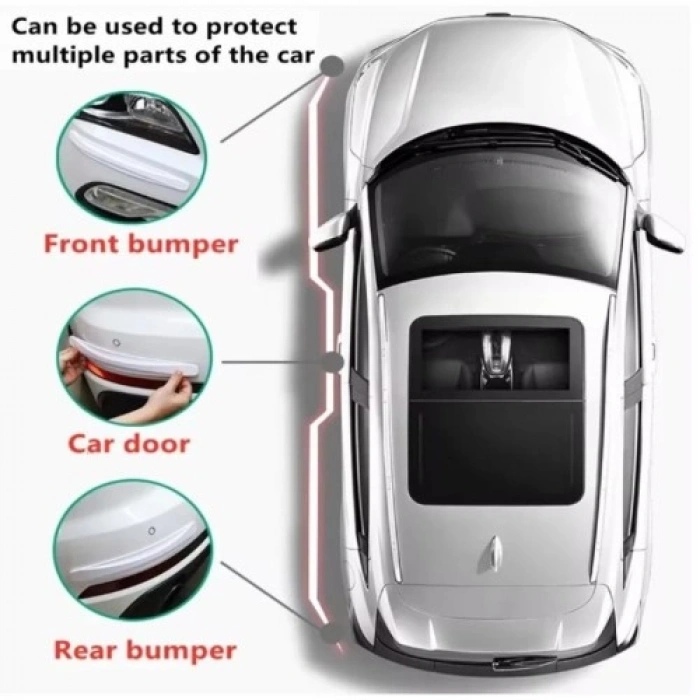 VipMarketim Araba Tampon Koruyucu Karbon Desenli Beyaz