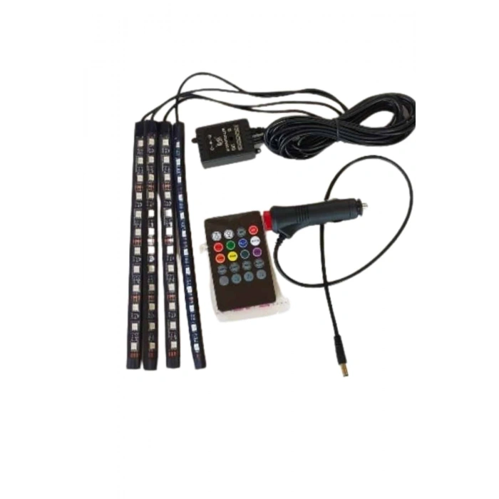 VipMarketim Araç İçi Ayak Altı Led 12 Led Işık Sese Müziğe Duyarlı RGB Işıklı Aydınlatma Seti