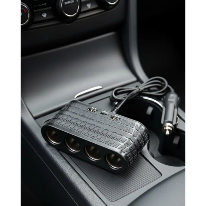 VipMarketim Araç İçi Güç Dağıtıcı 4 Çakmaklık 2 USB 1 Type C Şarj Ünitesi