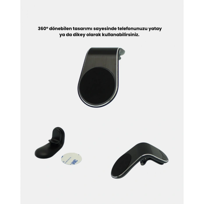VipMarketim Araç İçi Manyetik Telefon Tutucu Güçlü Klipsli ve 360 Derece Ayarlanabilir