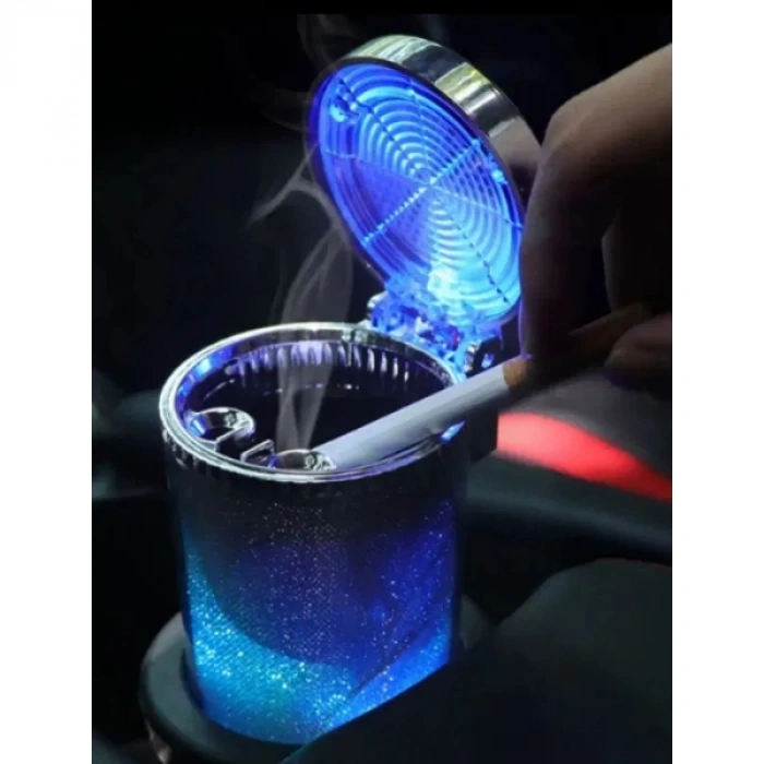 VipMarketim Araç İçi Oto Kokusuz Küllük RGB Işıklı Kapaklı
