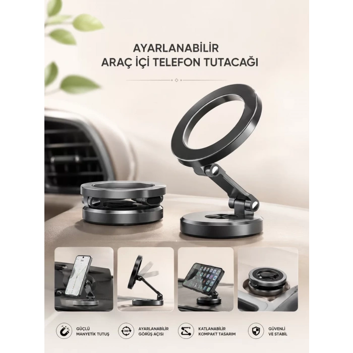 VipMarketim Araç İçi Telefon Tutacağı Manyetik Tasarım Ayarlanabilir
