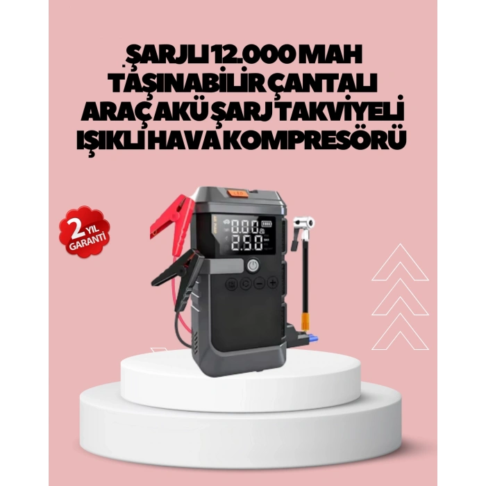 VipMarketim Araç İçin 4 Fonksiyonlu Akü Takviye ve Lastik Şişirme Cihazı