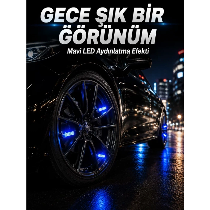 VipMarketim Araç Sibop Işığı 4lü Set Otomatik Yanan LED Lastik Aksesuarı