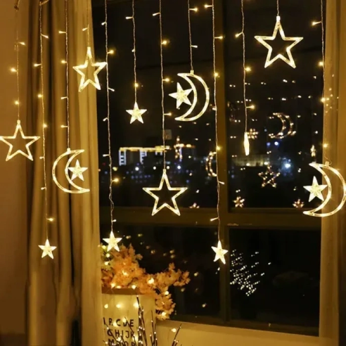 VipMarketim Ay ve Yıldız Perde LED Işık