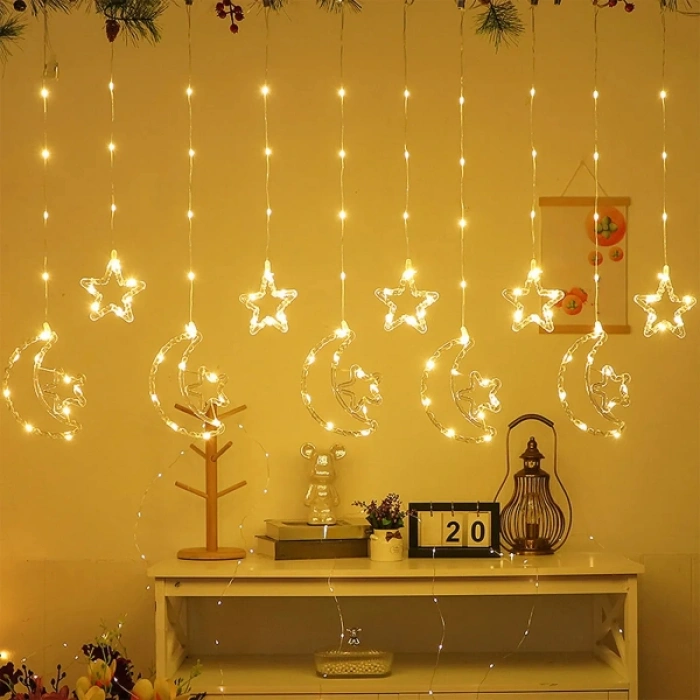 VipMarketim Ay Yıldız Perde Led 10 Saçaklı