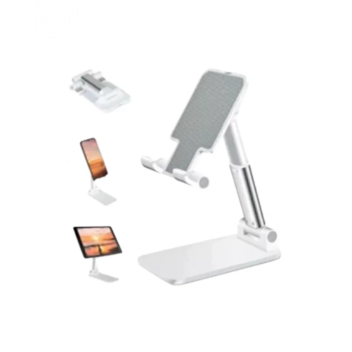 VipMarketim Ayarlanabilir Ergonomik Katlanabilir Masaüstü Telefon Tutucu Beyaz