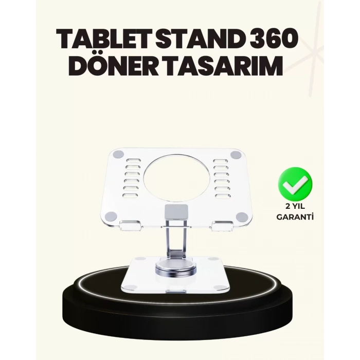 VipMarketim Ayarlanabilir Şeffaf Tablet Standı Kaymaz Silikon Tabanlı